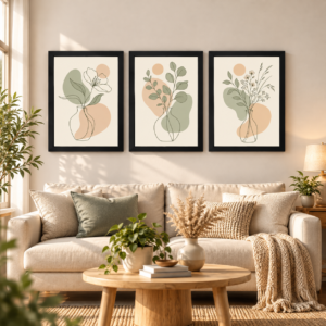 Sage Green Minimalist Line Art Wall Decor Set of 3
