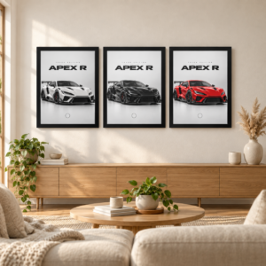 Minimalist Sports Car Poster Frame Set of 3
