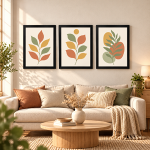 Boho Terracotta Botanical Wall Art Set of 3